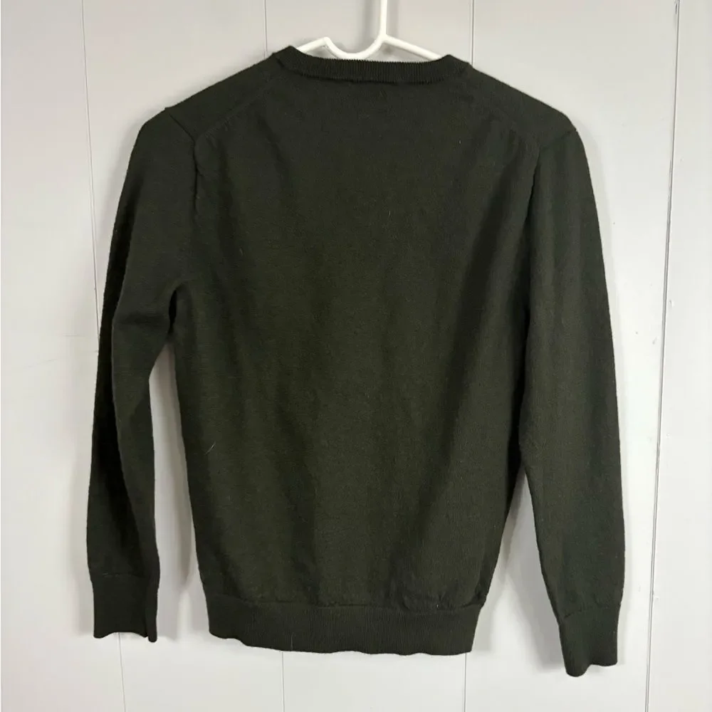 J. Crew Slim 100% Marino Wool Olive Green Shirt Medium V-Neck Pullover Casual
